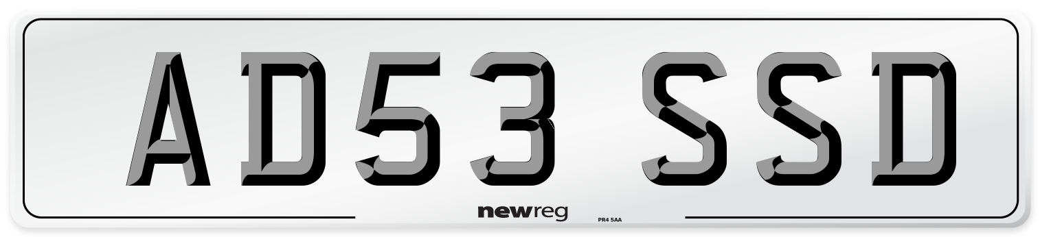AD53 SSD Number Plate from New Reg